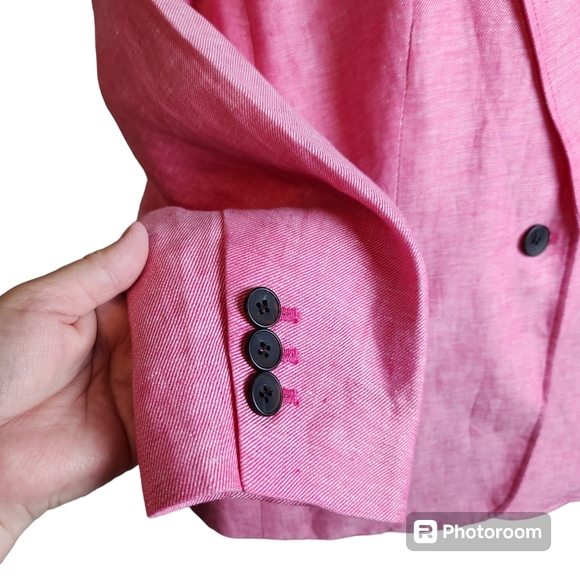 Talbots Womens Blazer Pink Single Breasted  Linen Blazer - Picture 6 of 9